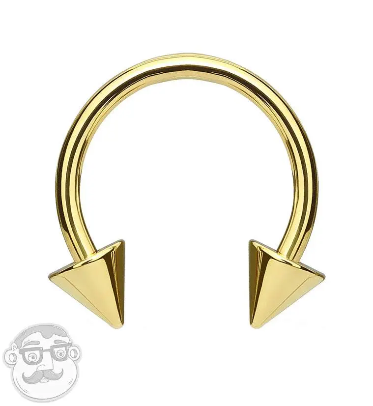Gold PVD Spike Circular Barbell
