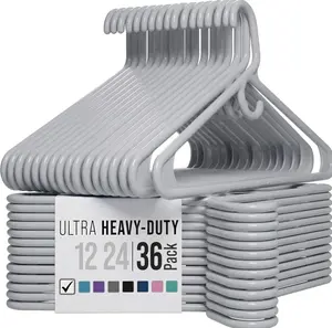Utopia Home - Plastic Hangers 36 Pack - Space Saving Clothes Hanger - Durable and Strong Closet Organizers and Storage Makes It Ideal Stocking Stuffers or Apartment or Dorm Room Essentials (Grey)