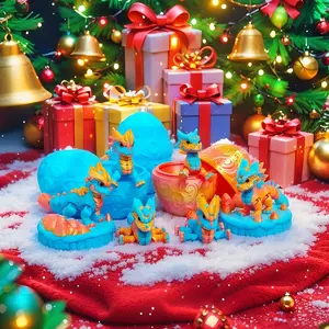 3D Printed Ice Dragon & Egg Display Stand, Silk Pla Material, Desktop Decor, Car Hanging Ornament, Perfect Gift for Christmas, Halloween