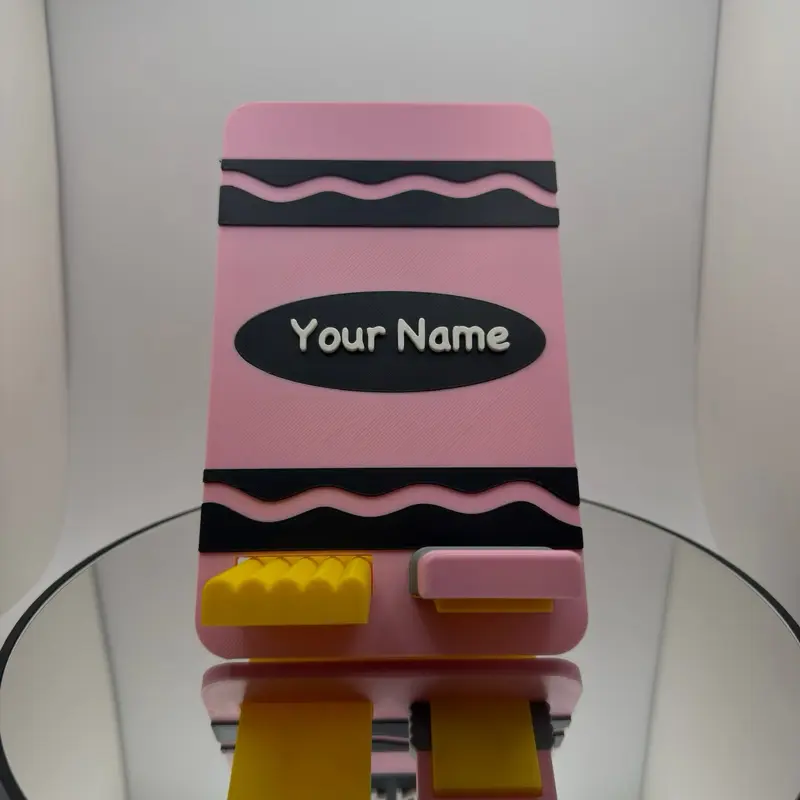 Crayon Phone Stand with Your Name | 3D Printed Desk Decor