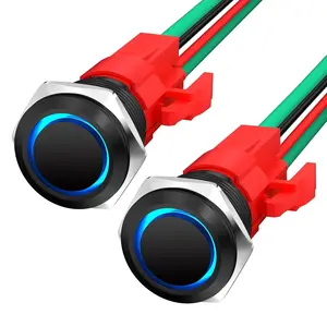 12V 20 Amp Heavy Duty Latching Push Button   ON Off  16MM Pushbutton  12 Volt Blue Led with Pre-Wired for Marine Boat