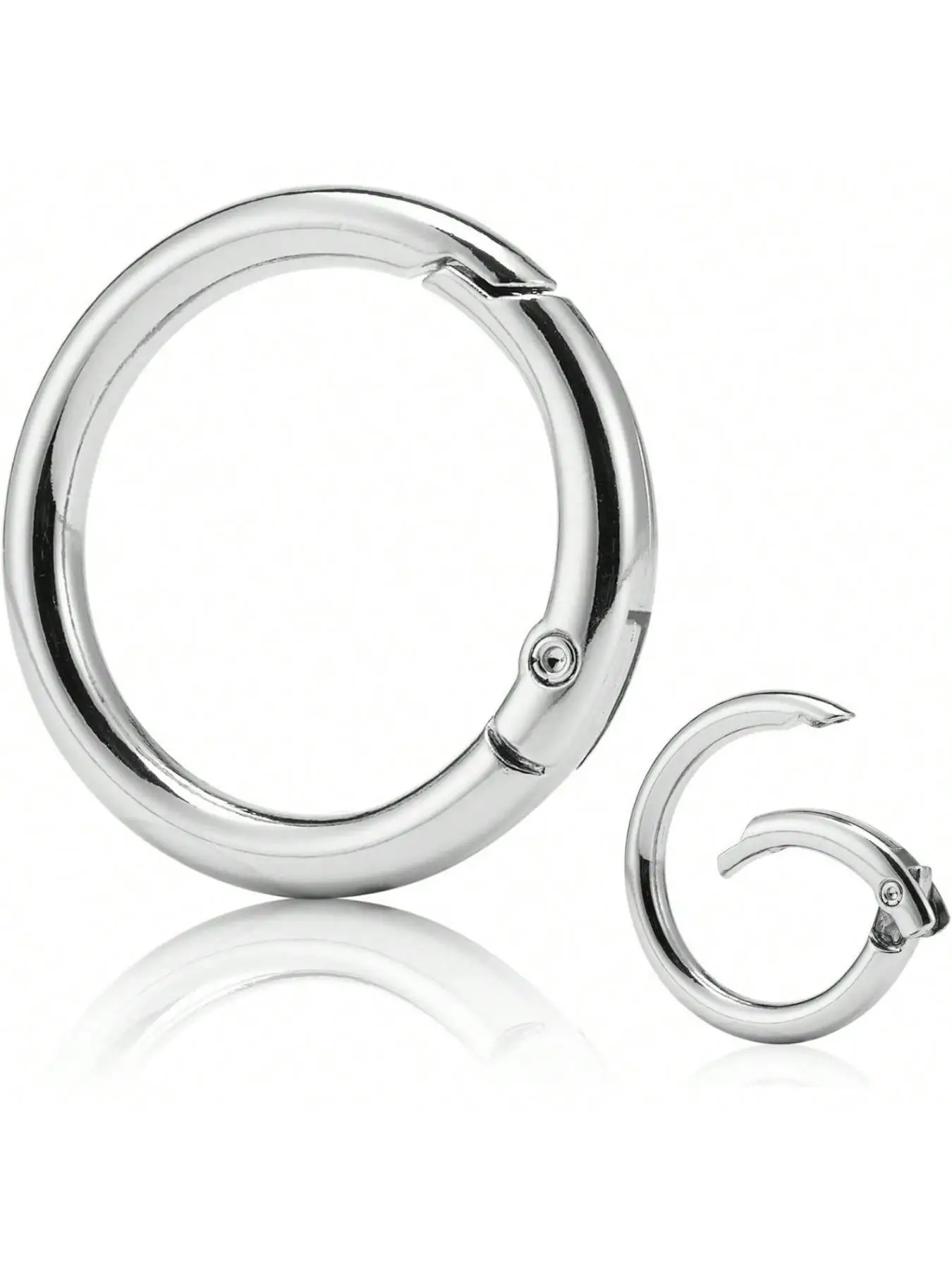 Spring Design At Opening Metal Spring O Ring, 5 Counts Durable Round Spring Snap Carabiner Clip Buckle, Diy Bag Accessories for Keyrings, Bags, Purses