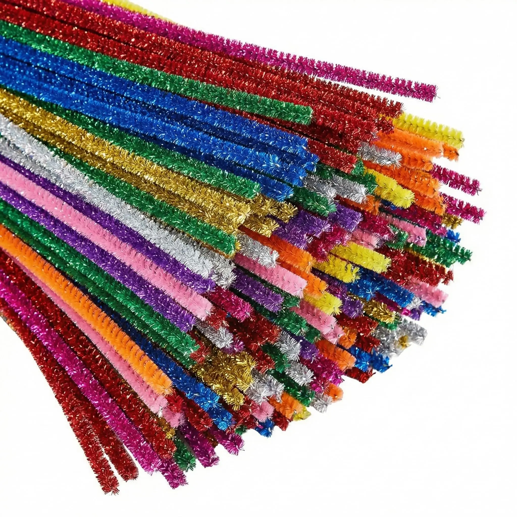 100PCS Glitter Multicolor Pipe Cleaners Craft Bulk Art Chenille Stems for DIY Project Decorations