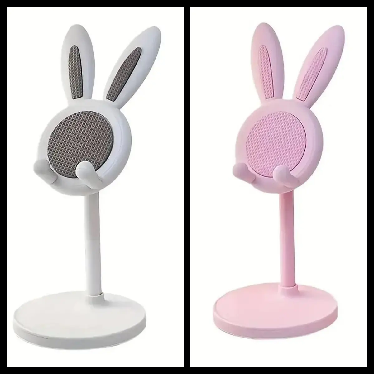 2 Pcs  Stable Design Cute Bunny Shape Phone Stand for Desk Anti Slip Base Phone Holder ,Angle Height Adjustable Phone Holder
