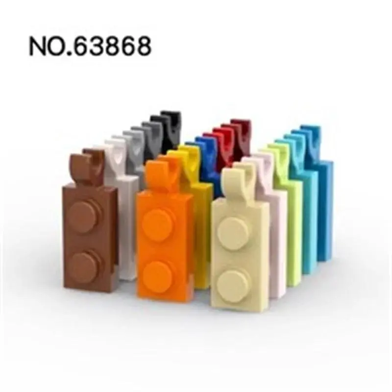 White MOC-Compatible 1x2 Plate Building Blocks with Horizontal End Clip, 20pcs DIY Projects Parts for High-Tech Stress Relief Toys