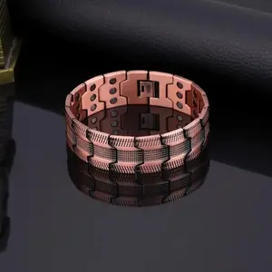 Copper Bracelet for Men, 3X Ultra Strength Magnetic Bracelets, 99.99% Pure Copper with 3500 Gauss Neodymium Magnets, Adjustable, High Quality Bracelet