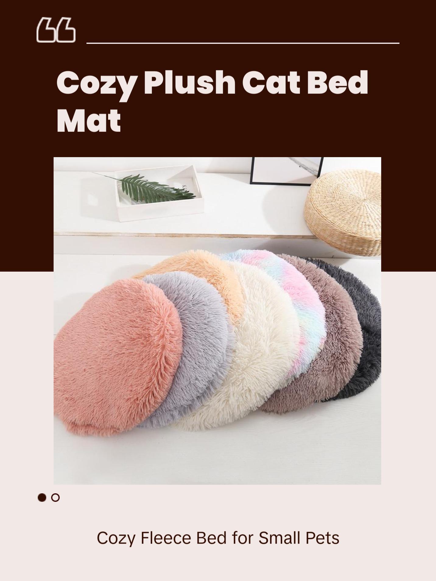 Plush Cat Bed Mats Round Pet Bed for Cats Small Dogs Soft Fleece Pet Sleeping Mat Kitten Puppy Nest Pet Cushion Cat Accessories