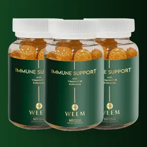 Weem 3 Bottles of Immune Support Gummies. Gelatin-Free, Gluten Free, Vegan & Non-GMO. Natural Edible Vegan Dietary for Kids and Adults.