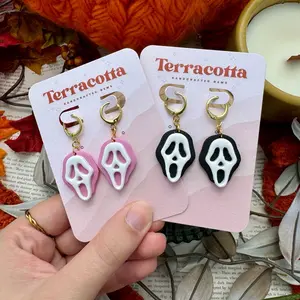 Ghost Face Polymer Clay Earrings, Scream Earrings, Halloween Earrings, Scream Movie Earrings, Fall Earrings, Spooky Earrings