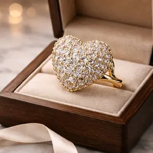 Gorgeous 14k gold-plated heart ring with zirconia