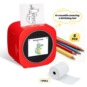 AI Voice Sticker Printer Box for Kids, AI Voice Enabled Mini Sticker Printer Inkless Wireless Screen-Free Thermal Printer with Safe Paper Rolls, Portable Sticker Maker Machine for DIY Crafts, Gift Tags & Journaling, for Home, School Office