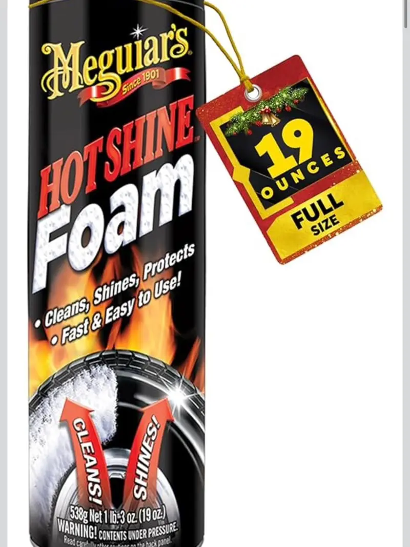Meguiar's G13919 Hot Shine Tire Foam, Aerosol Tire Shine for Glossy, Rich Black Tires - 19 Oz Spray Can (Pack of 2)