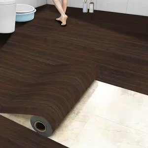 40*100cm Thickened 0.25mm Coffee Brown Wood Grain Pattern Bathroom Waterproof Floor Sticker - Self-adhesive Non-slip, Non Slip Flooring, Restroom Kitchen Floor Decal