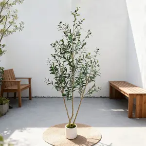 1 Count Artificial Olive Tree 150-210cm with Plastic Pot & Moss, Realistic Leaves & Trunk, Decorative Home Office Garden Wedding Decor, Indoor Outdoor Use, Artificial Potted Plant, Decorative Fake Plant