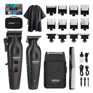 Professional men's hair clippers, three-piece set, T-shaped blade trimmer combination, zero gap function, wireless razor set, with LED display, with storage bag, suitable for men's precision hair cutting gifts, Hair Clipper Kit