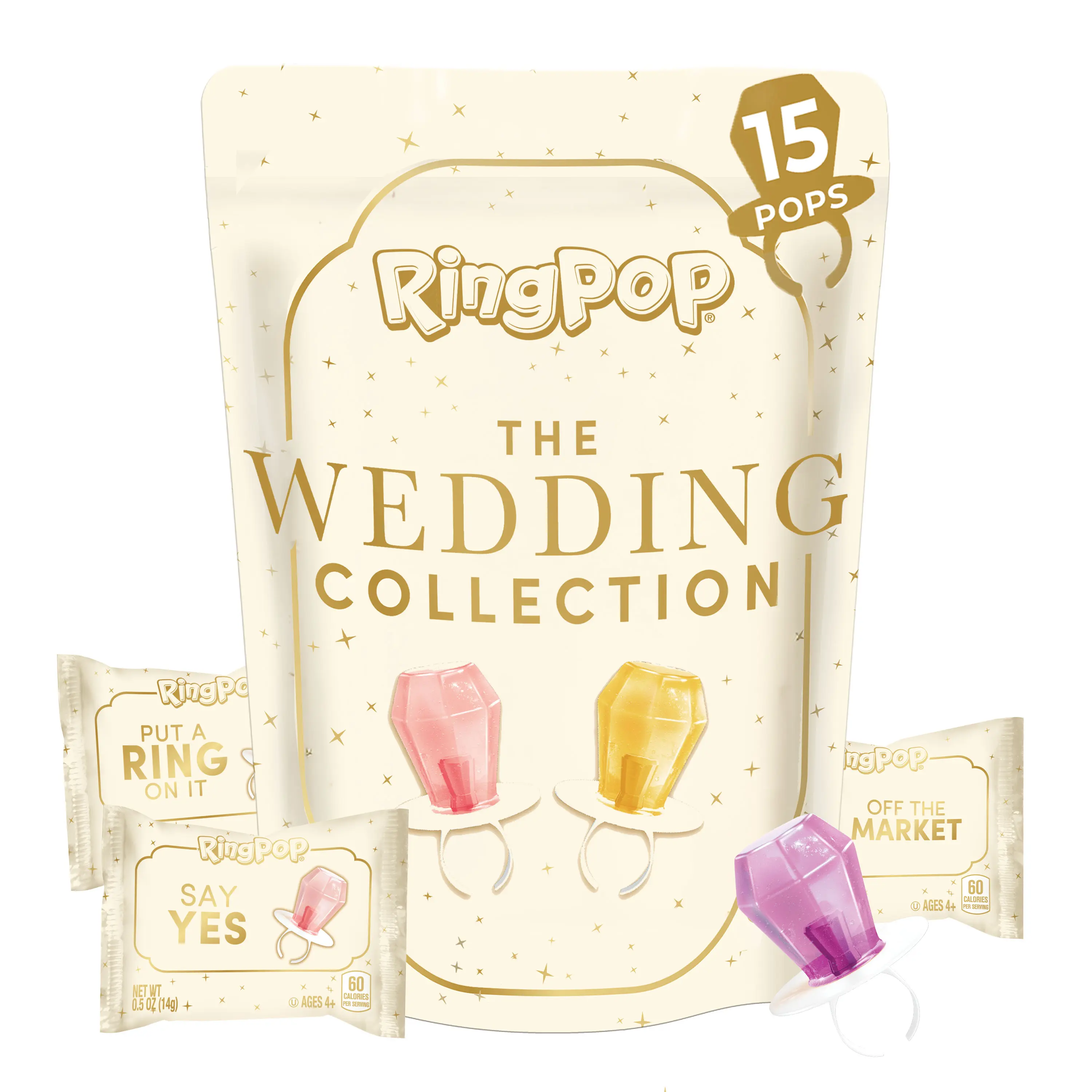 Ring Pop Wedding Collection Lollipops, Bridal & Bachelorette Favors, 15 Count