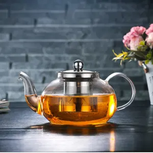 Heat-Resistant Borosilicate Glass Tea Pot with Filter Net, Microwave & Dishwasher Safe, Ideal for Loose Leaf Teas, 1000ML Capacity, Glass Tea Kettle