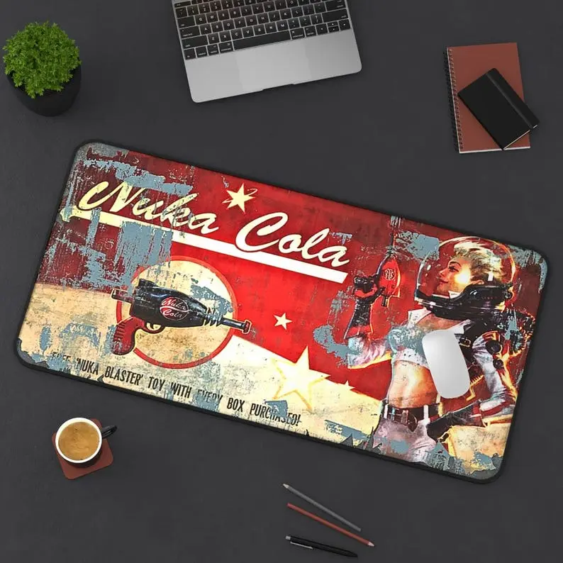 Fallout Nuka-Cola Vintage Ad Desk Mat - Retro Sci-Fi Gaming Mousepad - Enhance Your Workspace with Post-Apocalyptic Style - Perfect for Fallout Fans, Gamers & Home Office Decor