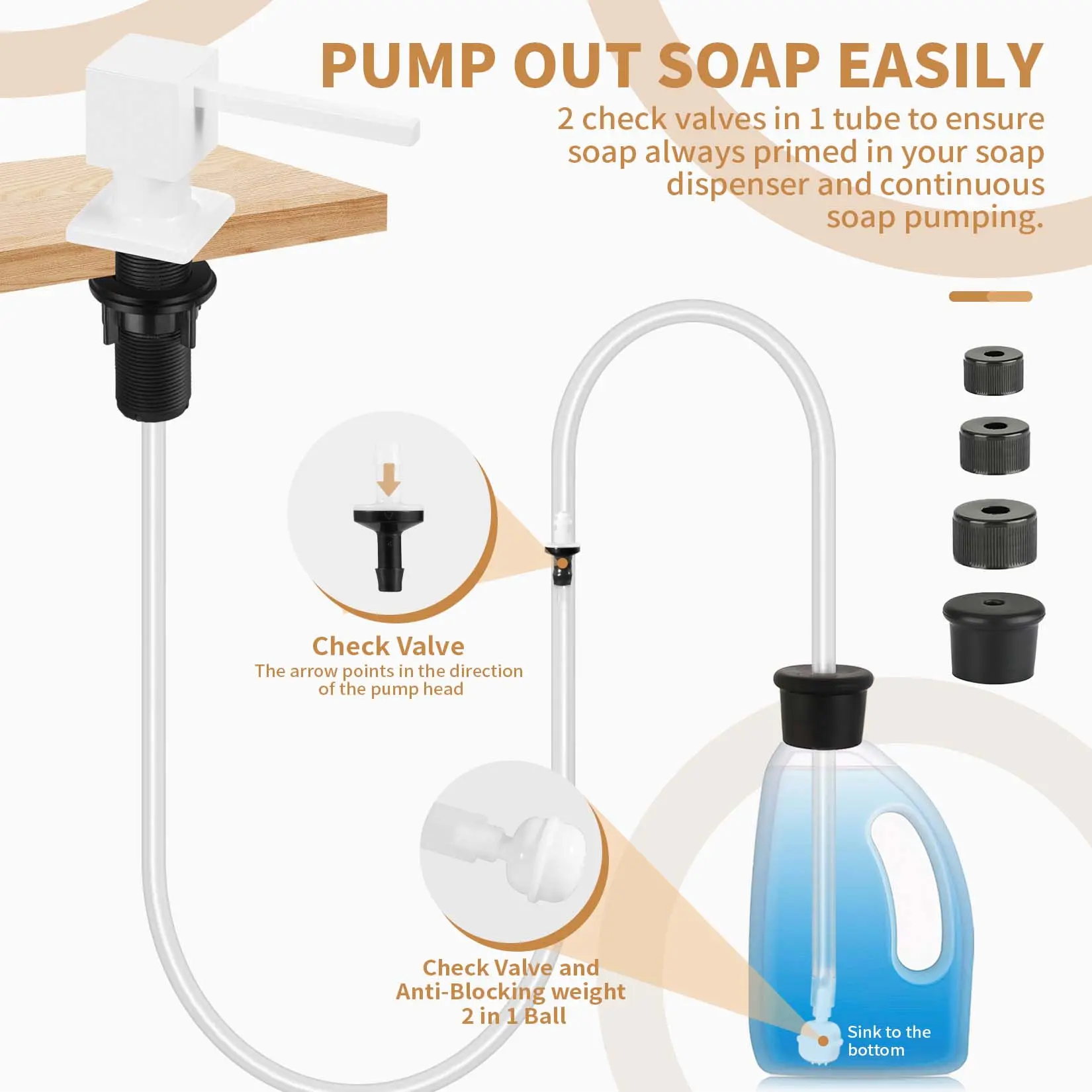 Tube Kit with Square pump head (White)