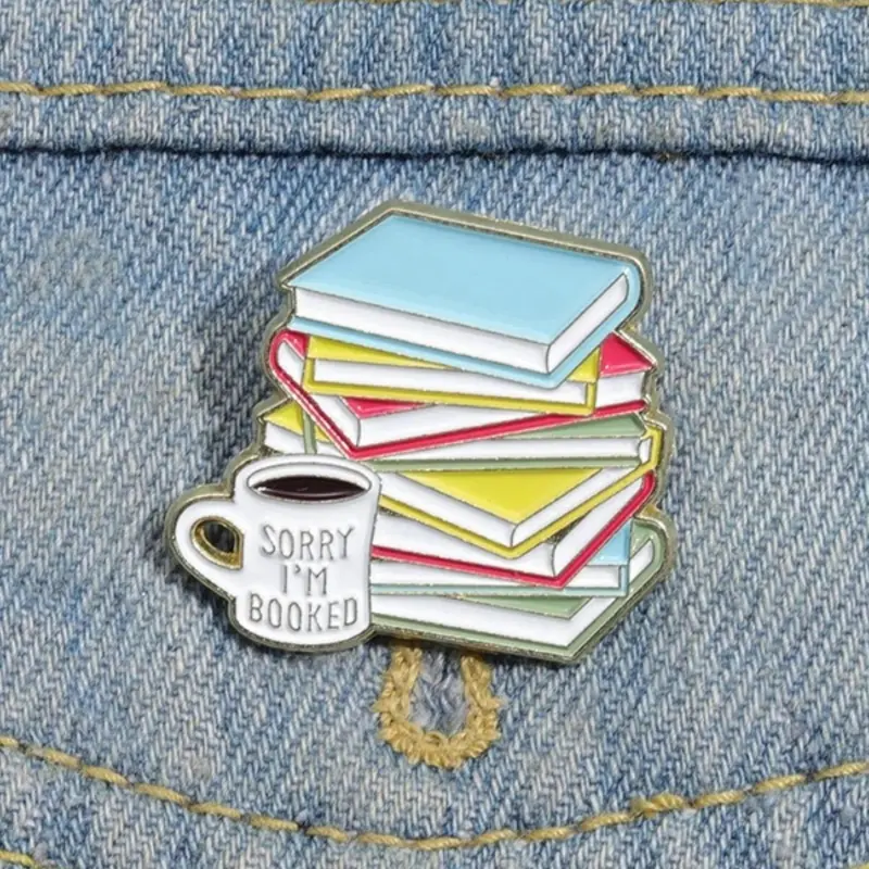 Unisex Cute Book & Coffee Design Brooch, Enamel Pins, Fashion Accessory, Preppy Style Enamel Pin for Daily Clothing Decor, Fashion Trendy Vintage Accessories As Birthday Gift