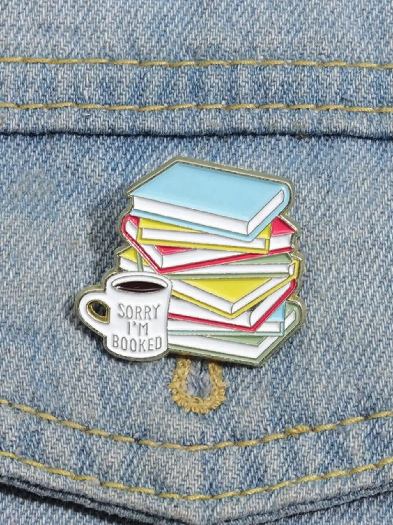 Unisex Cute Book & Coffee Design Brooch, Enamel Pins, Preppy Style Enamel Pin for Daily Clothing Decor, Fashion Trendy Vintage Accessories As Birthda