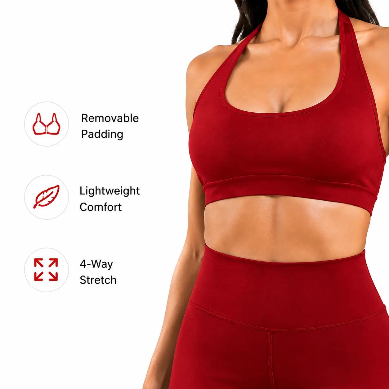 Women's Buttery Soft Square Neck Padded Compressive Seamless Longline Sports Bra - Bras for Women, Activewear Crop Top for Yoga, Running Workouts, Sports Bra For Women
