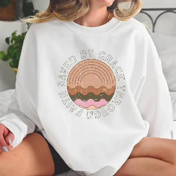 Saved By Grace Through Faith Sweatshirt, Christian Sweatshirt, Inspirational Bible Verse Sweater, Meaningful Religious Gift