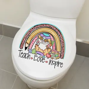 A self-adhesive Easter rainbow rabbit eggshell pencil toilet sticker for bathroom toilet and Bathroom Decoration Accessories, M10100