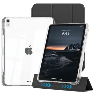 Kenke Case with Rail Sliding Design Detachable Front and Back Cover Horizontal Vertical Stand DIY Clear Back Built-in Pencil Slot for iPad 11th Gen 11" (A16), 10th Gen, Air 7th/6th Gen 11", Air 5th/4th Gen 10.9", 9th-7th Gen 10.2"