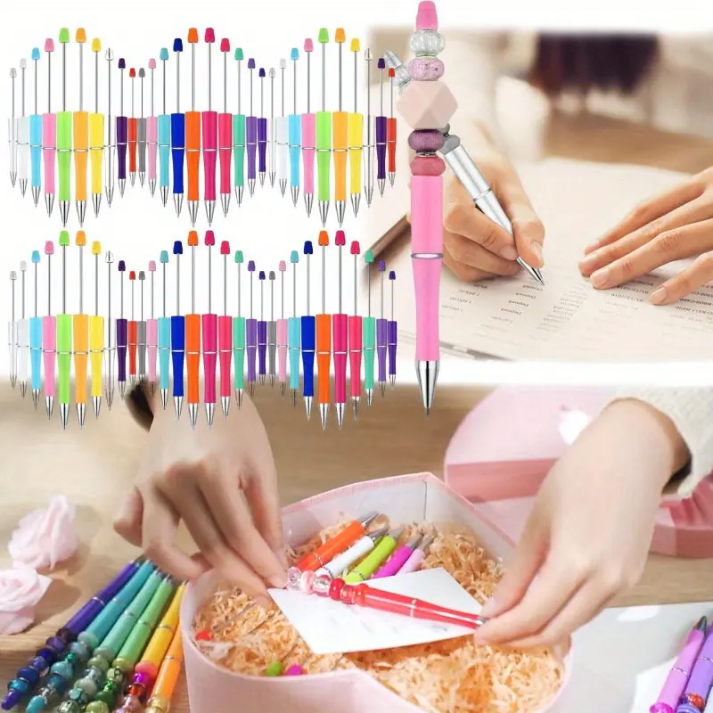 60pcs Plastic-Metal Mixed Color DIY Handwriting Pen Set - 2.09 Inches Length, Smooth Writing Black Ink Ballpoint Pens for Office School Supplies, Teachers, Neighbors, Graduation Gifts