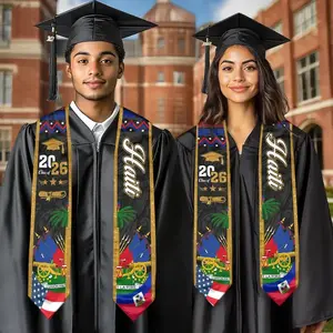 Haiti Flag Graduation Sash 2026, Haitian Graduation Stole 2026, Class of 2026 V Shape National Country Flag Stole
