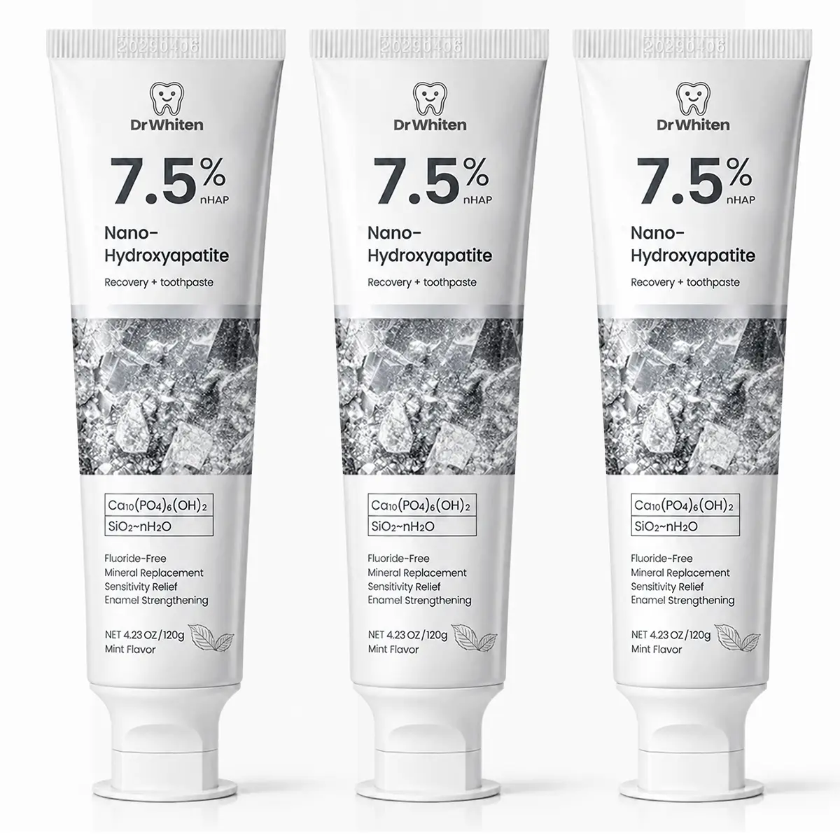 DrWhiten Nano Hydroxyapatite Toothpaste , 4.23 oz – Advanced Enamel Repair & Teeth Whitening • Fluoride-Free • Natural Peppermint • Gentle Formula for Sensitive Teeth  Oral Daily
