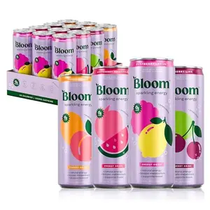 Bloom Nutrition Sparkling Energy Drink - Variety Pack - Natural Caffeine, Zero Sugar, 180mg Caffeine - Antioxidant-Rich with Green Coffee Bean, Green Tea Extract, Prebiotics - 12oz 12 Pack