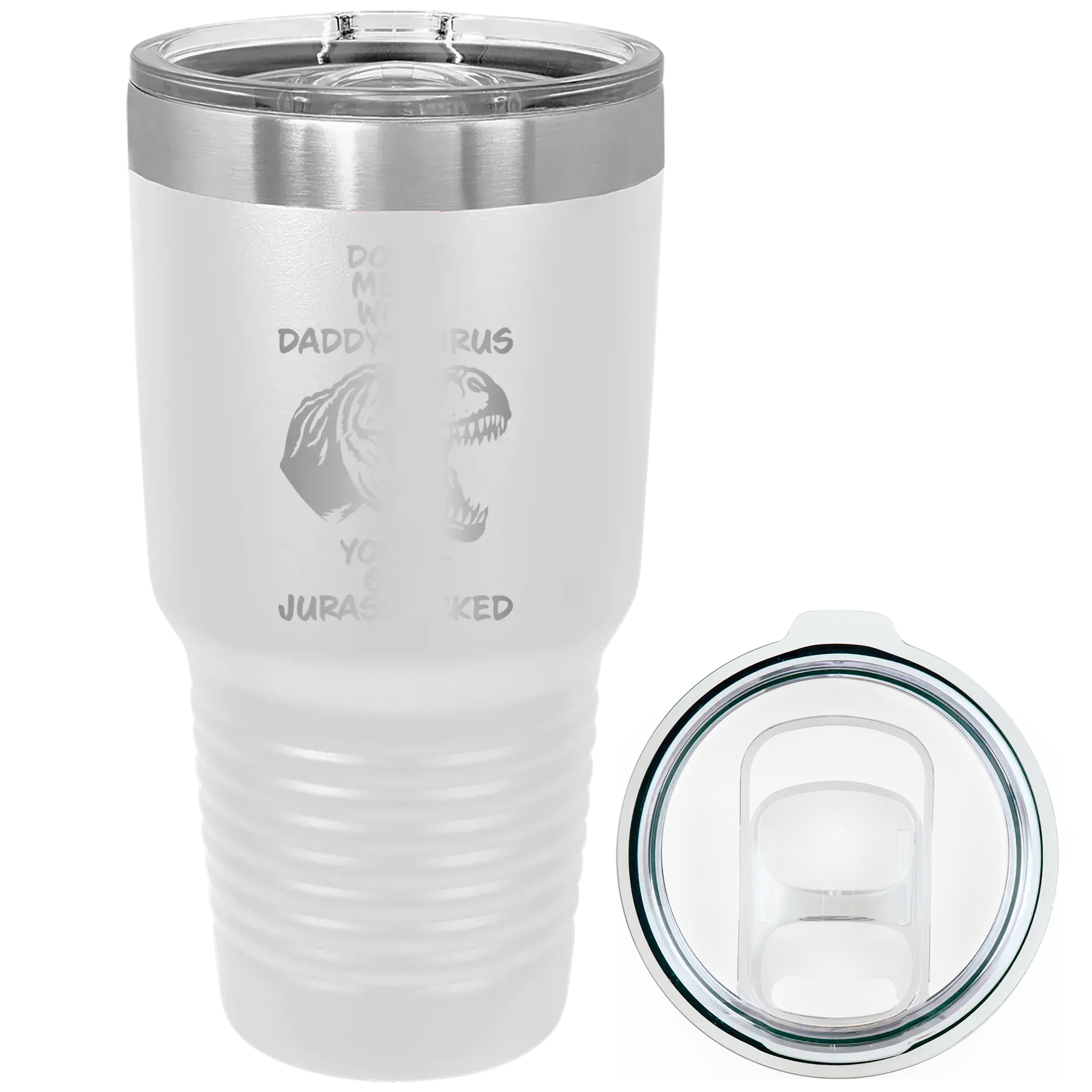 Personalized Daddysaurus 30 oz Tumbler - White