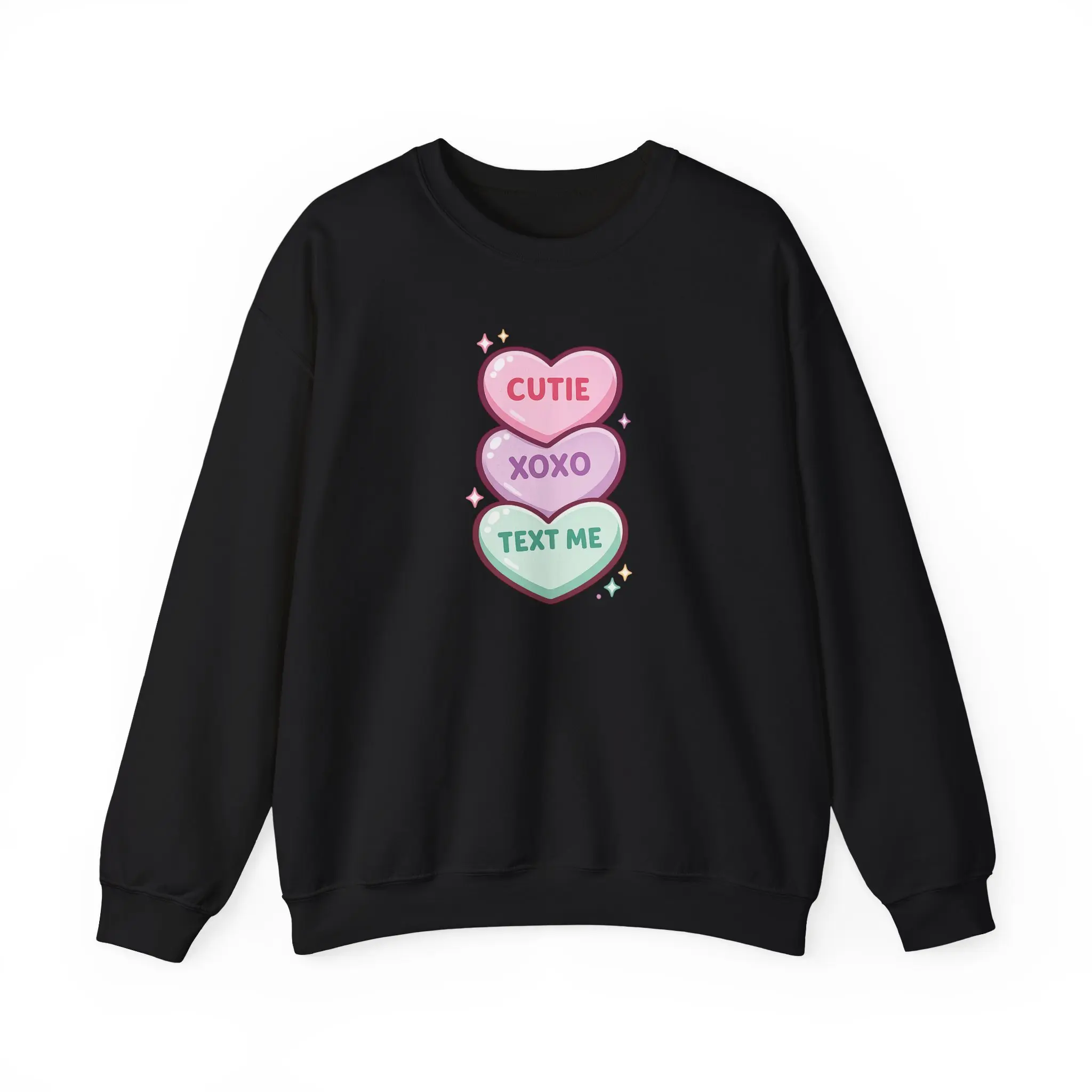 Candy Heart Stack Valentine Sweatshirt | Valentine's Day Cute Hearts