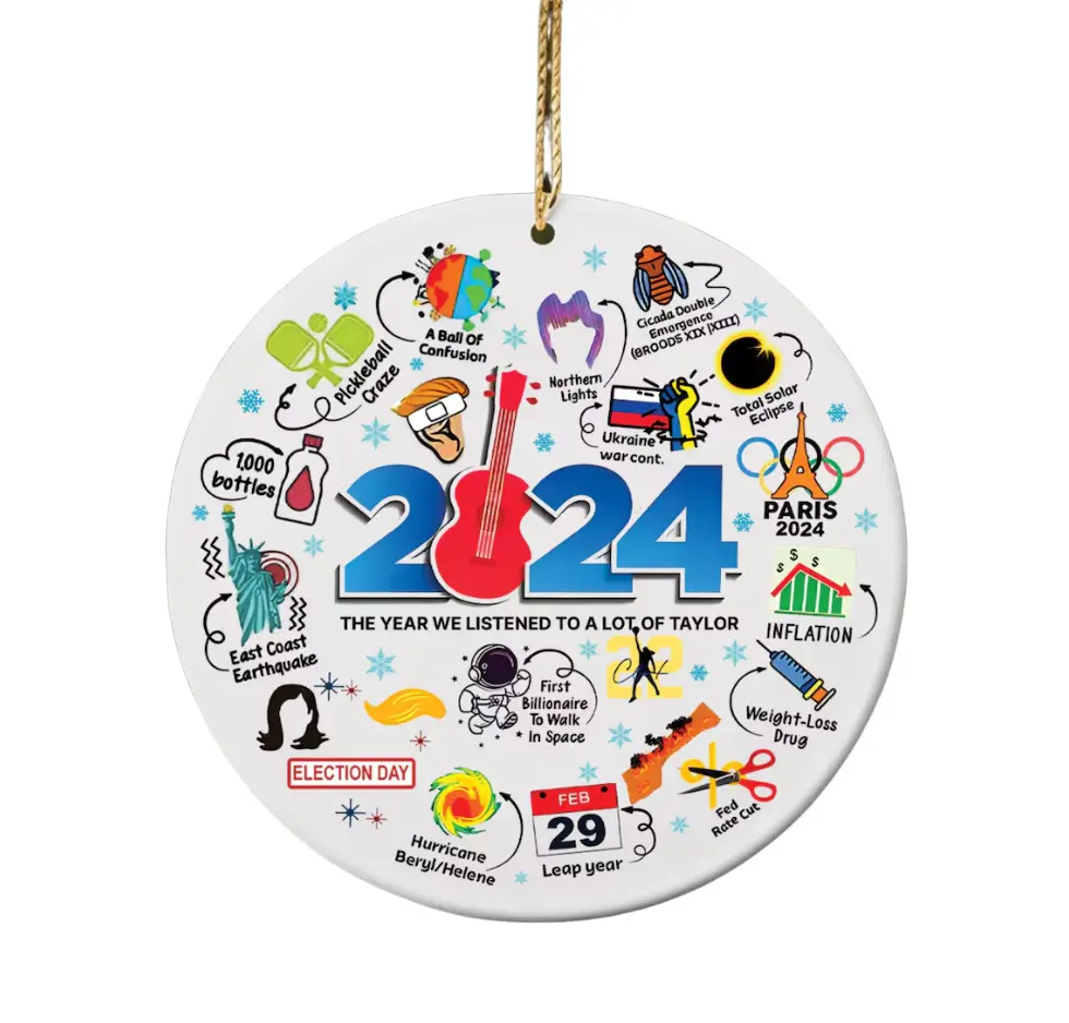 Notable 2024 Christmas Year Review Event Ornament, Ceramic And Acrylic Ornament
