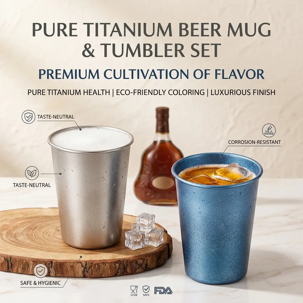 MUTTI Titanium Roman Holiday Beer Mug - Stackable Premium Metal Cup, Reusable Drink Holder, Indestructible Kitchen Drinkware, Glamping Camping Accessories for Home, Party Use Leakproof Travel Cup
