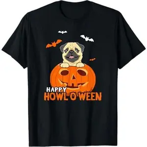 Cute Halloween Pug Dog Pumpkin Costumes Thanksgiving Design T-Shirt