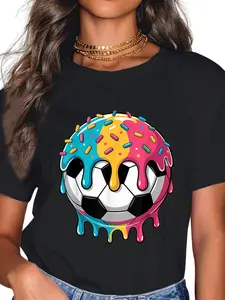 100% Cotton Soccer Shirts Boys Girls Ice Cream Soccer Drip Shirt T-Shirt