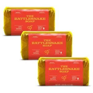 The Rattlesnake Soap 3 Pack - 150g Each - 100% Natural a Base de Aceite Jabon Vibora - Handcrafted in Mexico - Coconut Palm Seed Oil & Glycerin - Big Size Bar Soap