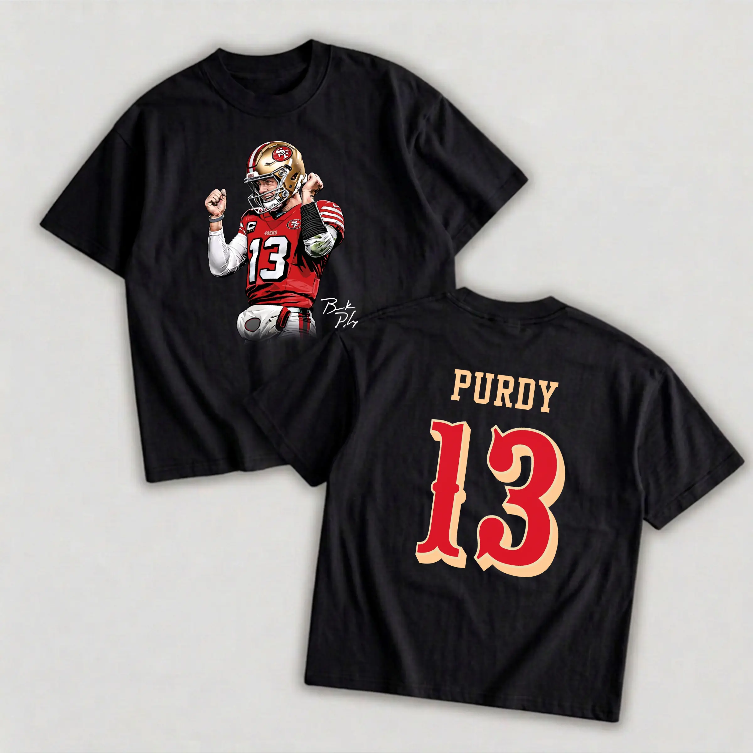 Red Number 13 Football Graphic T-Shirt, Quarterback Game Day Tee, Two-Sided Unisex Sports Fan Shirt