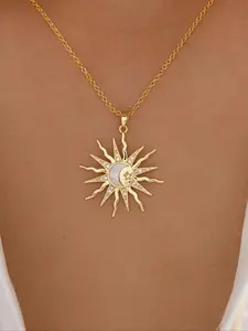 Fashion Simple Moon Sun Pendant Necklace, Minimalist Necklaces, Stylish Minimalist Jewelry for Women for Party, Daily Decor, Trendy All-match & Exquisite Jewelry for Birthday Gift, Bling Stylish Accessory