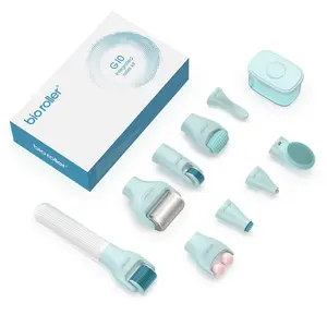 10 in 1 Derma Roller Kit 0.25mm Microneedling Roller Facial Beauty Skin Care Tools with 10 Replaceable Heads and Storage Case