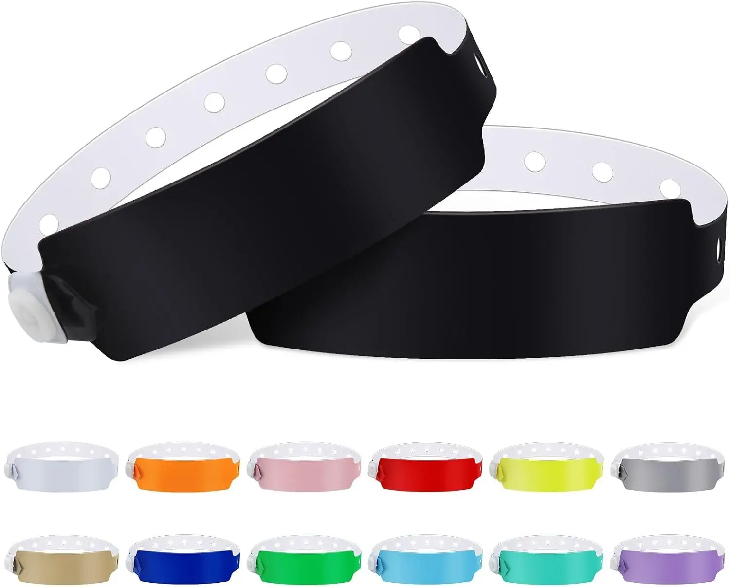 100pcs Colored Vinyl Wristbands, Waterproof & Security Wrist Bands for Events, Pool Parties & Outdoor Sports (Black)