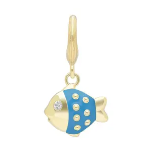 Ariva Sterling Silver White Topaz Blue Fiona the Fish Charm
