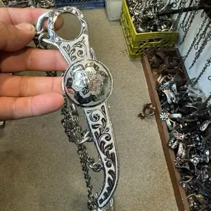 Stainless Steel Short Shank Horse Bit Handmade Design Frore de Acero Inoxidable Pata Corta Calado a Mano with Ornate Chain