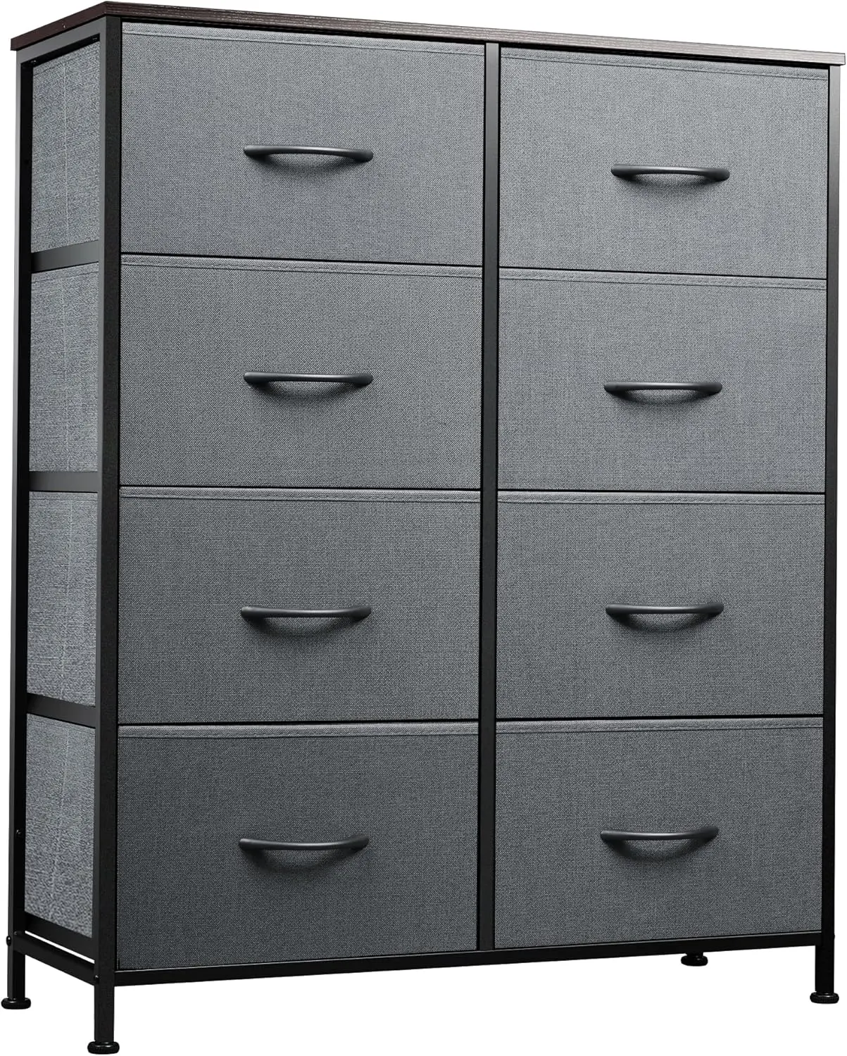 Fabric Dresser for Bedroom, Tall Dresser with 8 Drawers, Storage Tower with  Fabric Bins, Double Dressers, Chest of Drawers for Closet, Living Room,  Hallway, Dark Gray