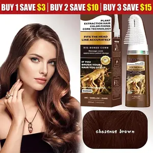 Hair Dye with Integrated Comb: Convenient Hair Dye Cream for Long-Lasting Color, No Fading, Plant Extracts, No Damage to Hair, Chestnut Brown, Natural Black, Highlights, Gentle Hair Care Hairdye