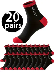 20 Pairs of Men's Mid-Calf Socks Men's High-Stretch Socks Soft, Stretchy, Comfortable, Breathable Socks Suitable for Men and Women for Daily Wear Spring and Summer Sports Running Socks Athletic Socks