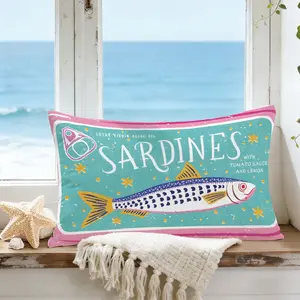 Sardine Can Pattern Pillow Cover, Single-Sided Print, Home Decorative Pillowcase for Living Room Bedroom, No Filler Included